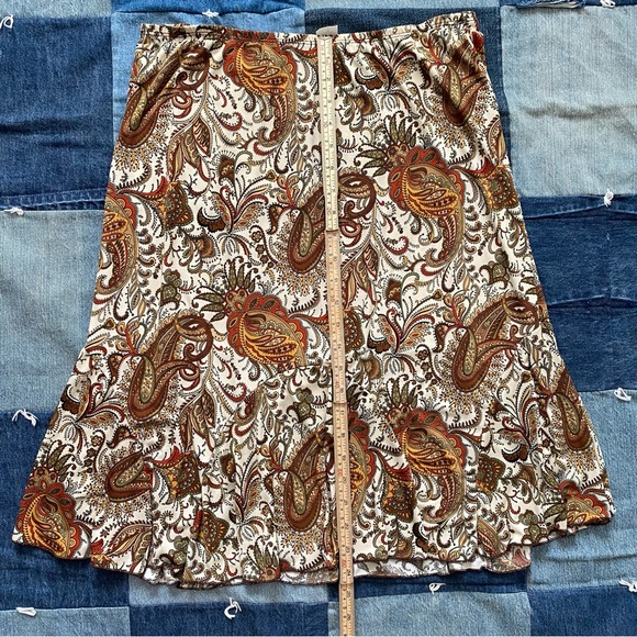 vintage jkla paisley print skirt orange earth tones size M - Picture 6 of 7